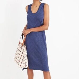 Madewell Blue Swoop neck midi tank dress size small